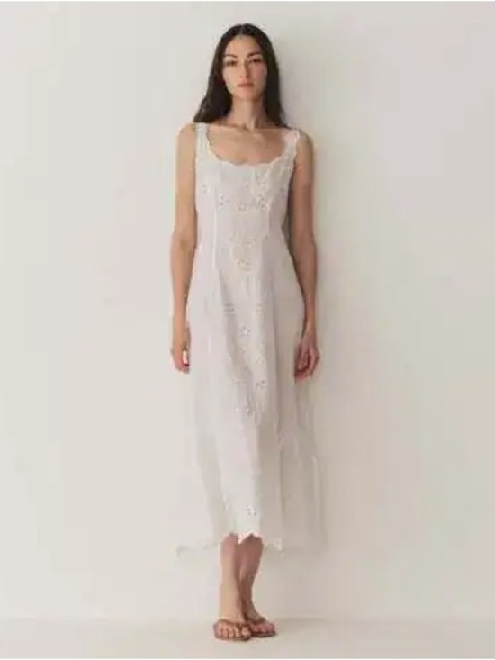 Doen Dresses & Skirts - NWT Doen Abella Dress in Salt // White Embroidered Sleeveless Midi Dress